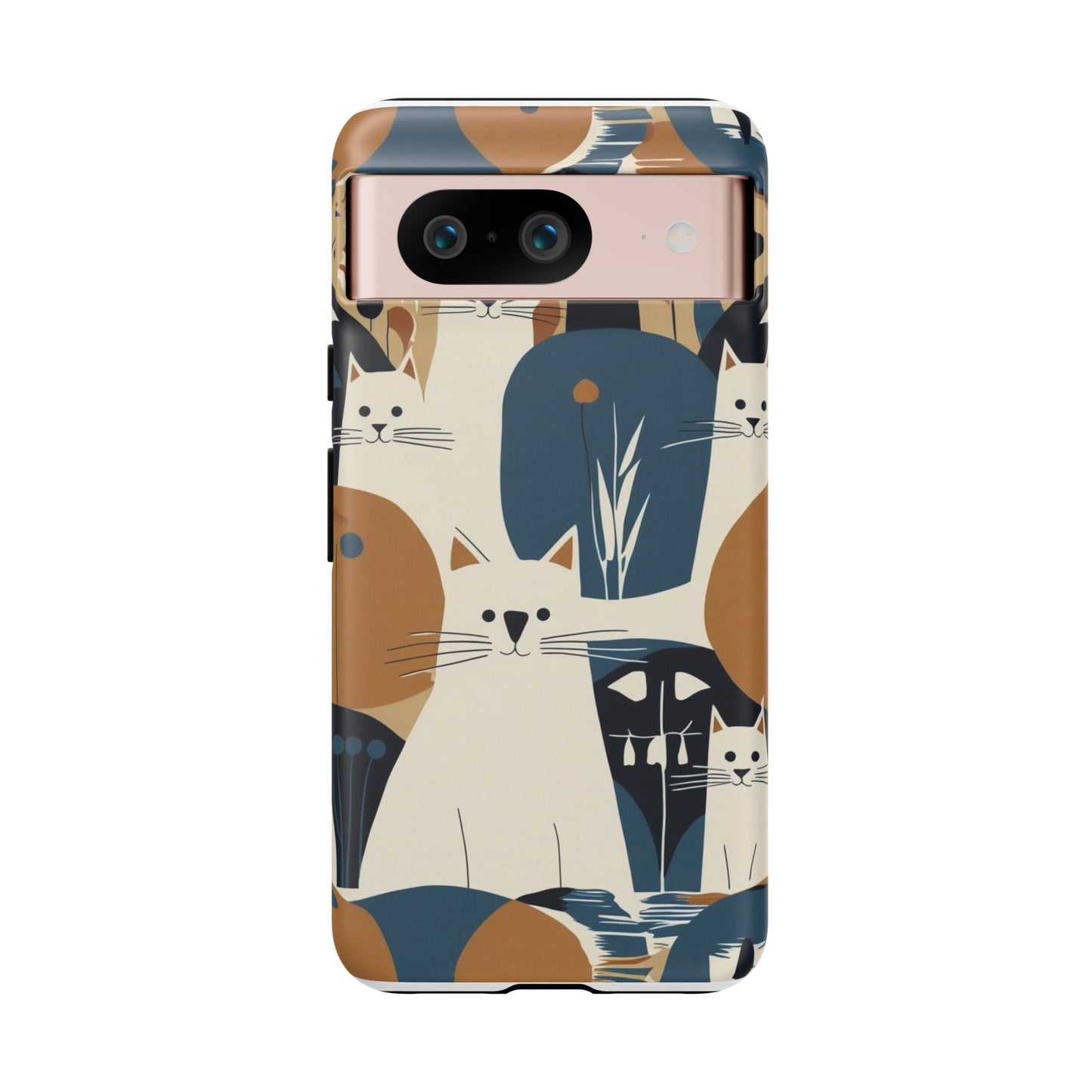 Cat Pattern Phone Case – Retro Abstract Cats Protective iPhone Cover
