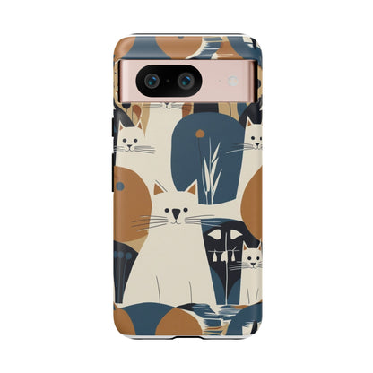Cat Pattern Phone Case – Retro Abstract Cats Protective iPhone Cover
