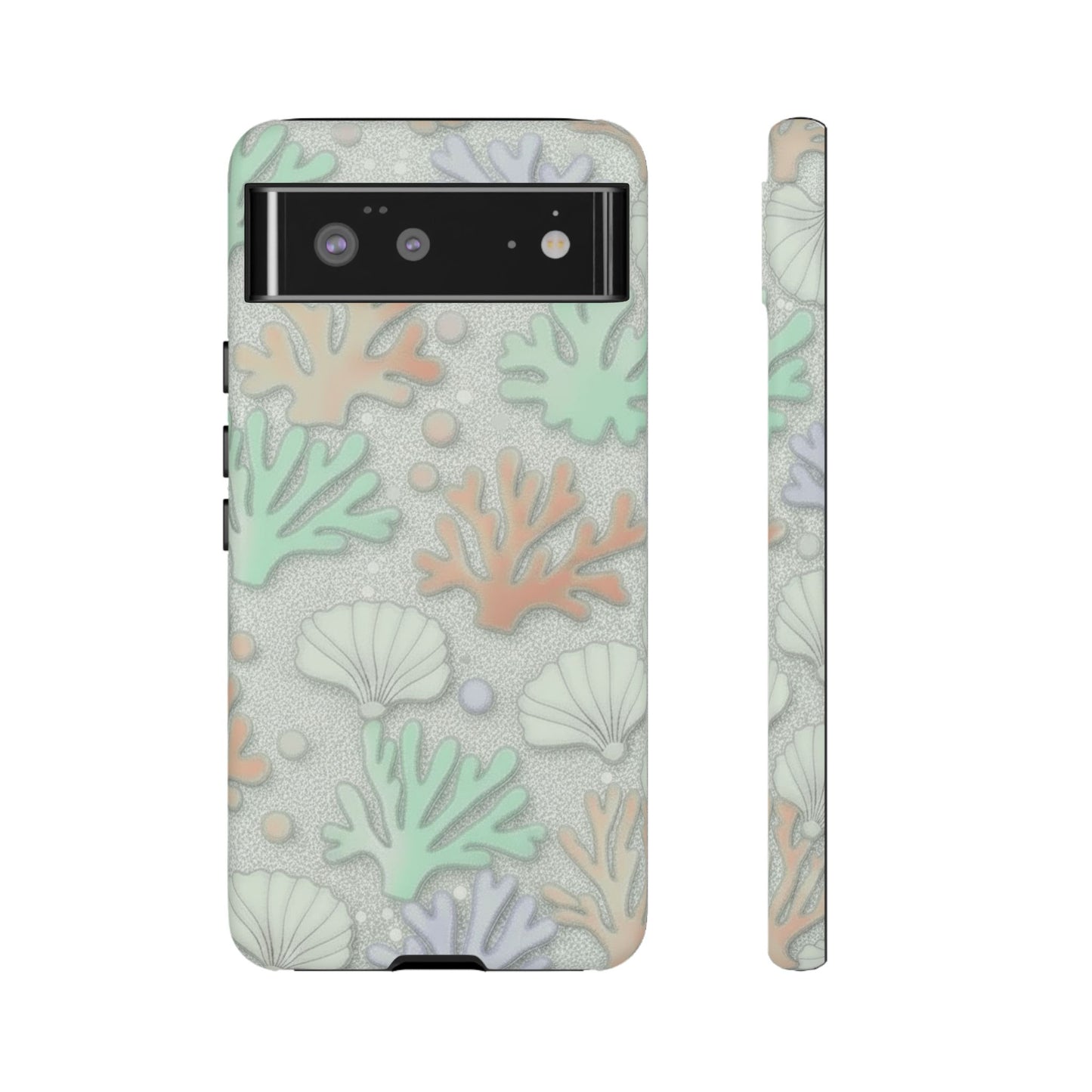 Pastel Coral Reef Tough Phone Case – Sea Shell & Coral Pattern Durable Protector