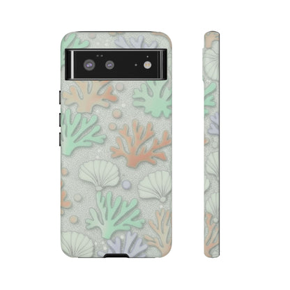 Pastel Coral Reef Tough Phone Case – Sea Shell & Coral Pattern Durable Protector