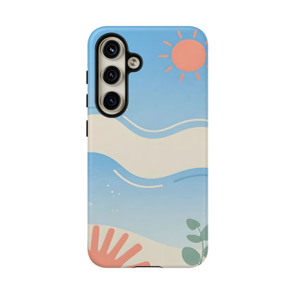 Beach Waves Tough Phone Case — Summer Sun & Seashell Protective Cover
