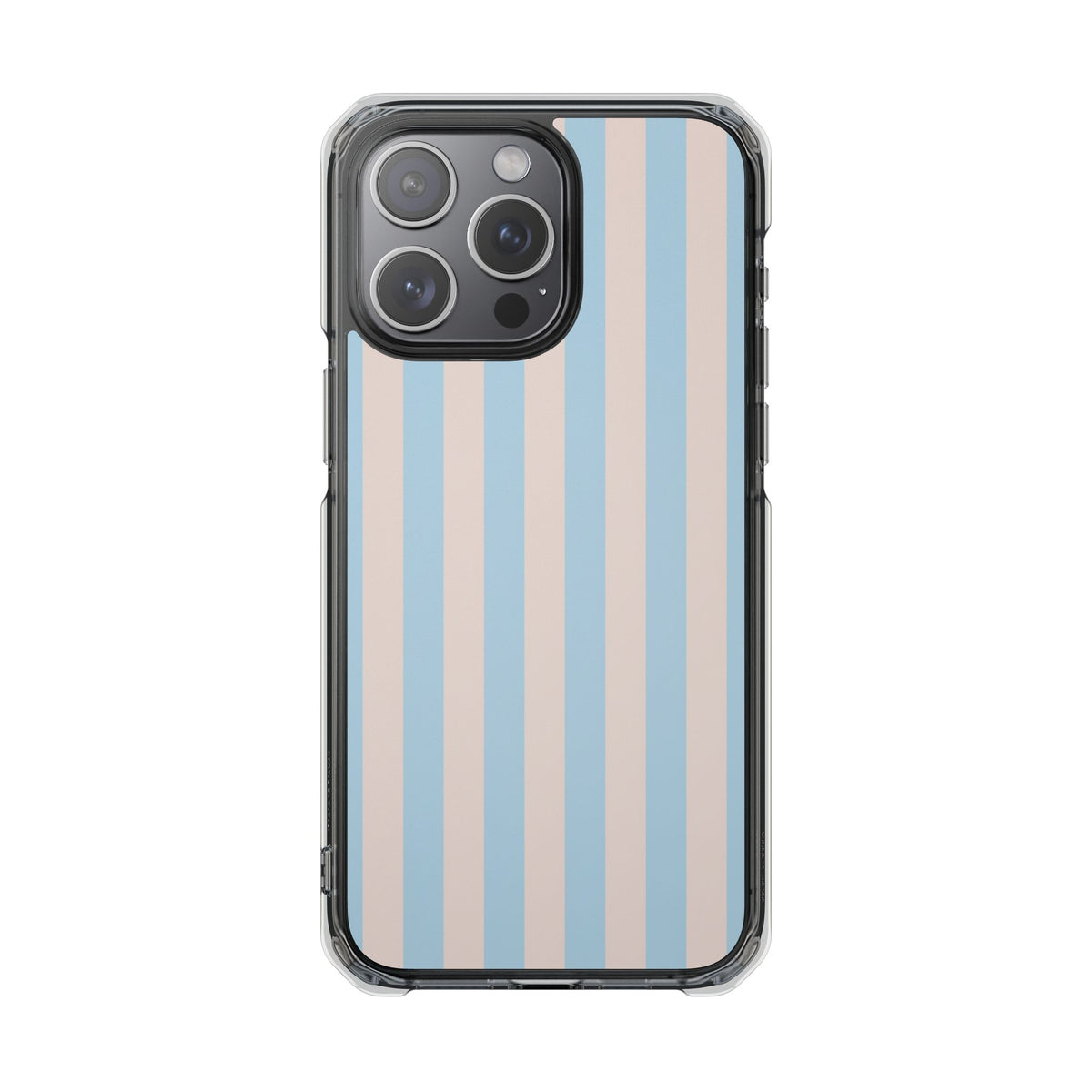Striped Pastel Clear Phone Case — Blue & Peach Vertical Stripe Magnetic Impact Case