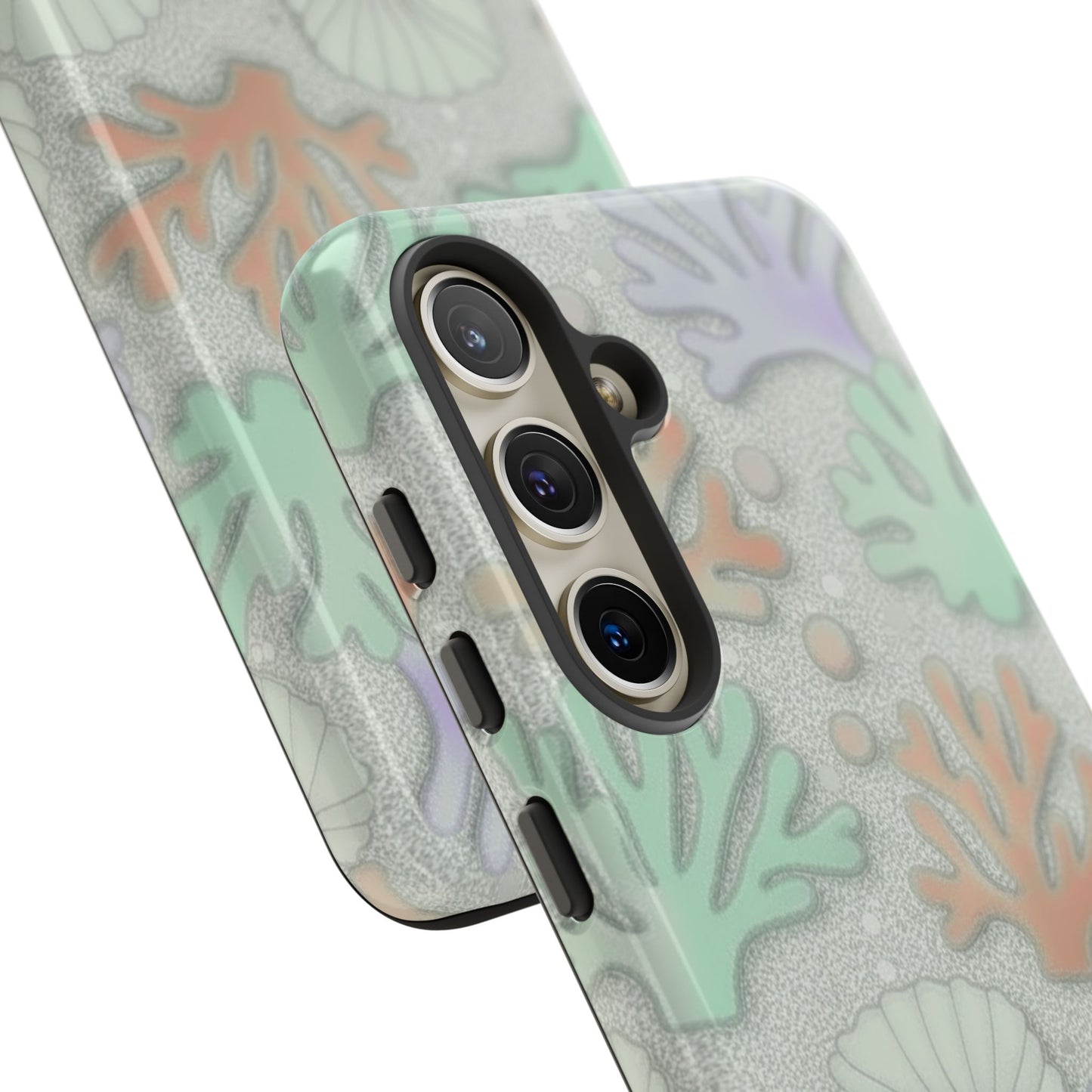 Pastel Coral Reef Tough Phone Case – Sea Shell & Coral Pattern Durable Protector