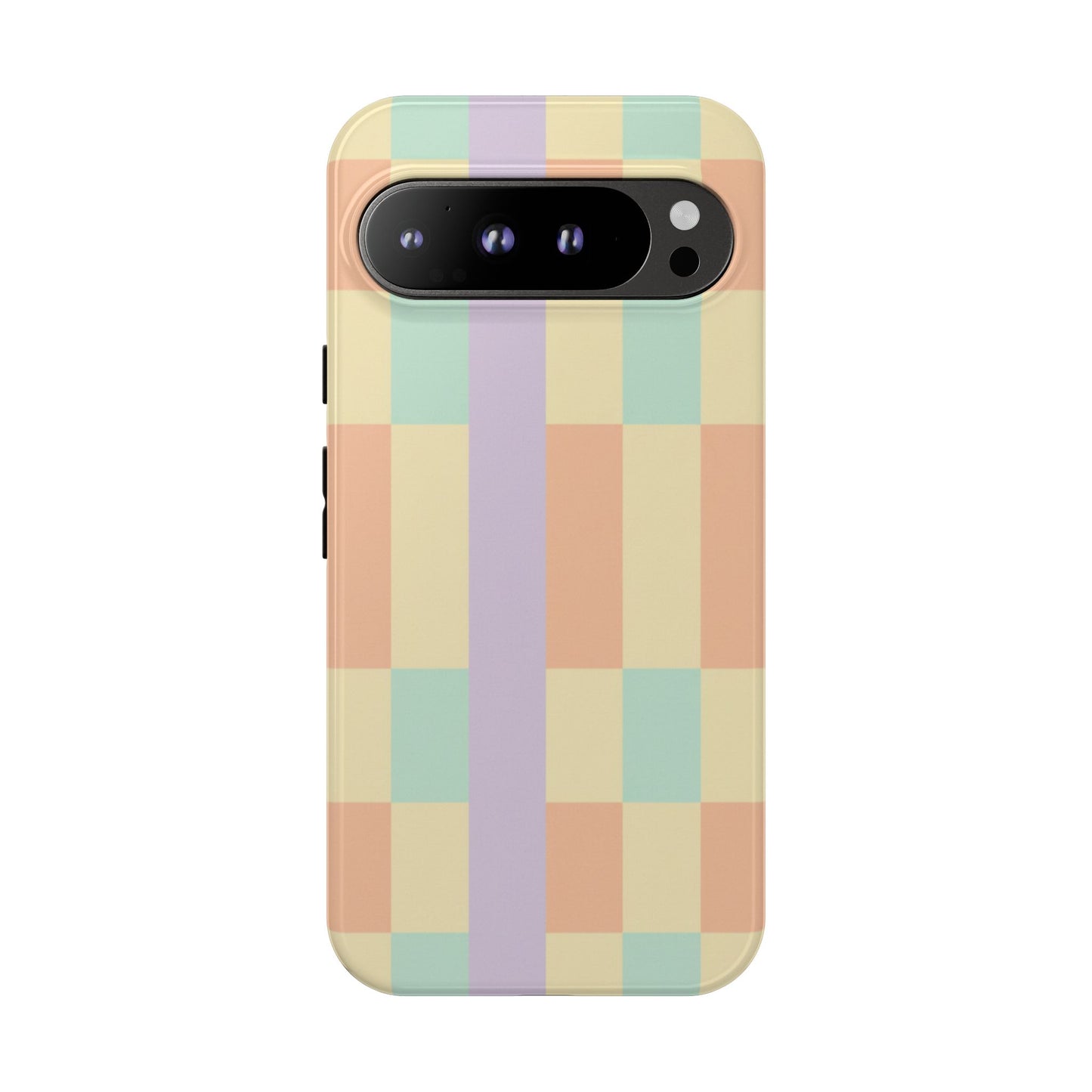 Pastel Checkered Phone Case — Retro Stripe Tough Case