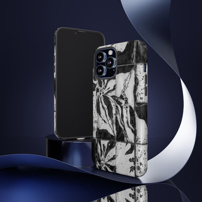 Monochrome Tile Floral Tough Phone Case