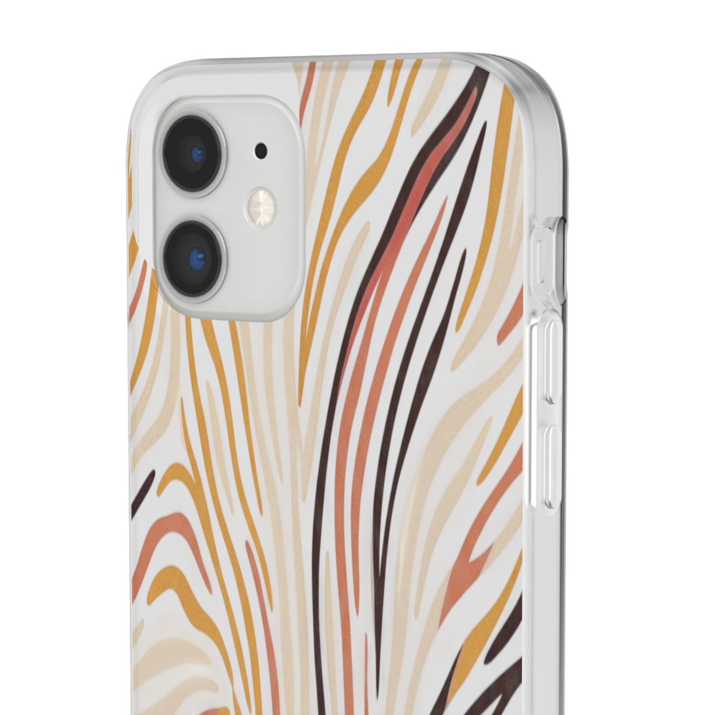 Marbled Neutral Stripe Phone Case — Abstract Beige & Terracotta Flexi Case