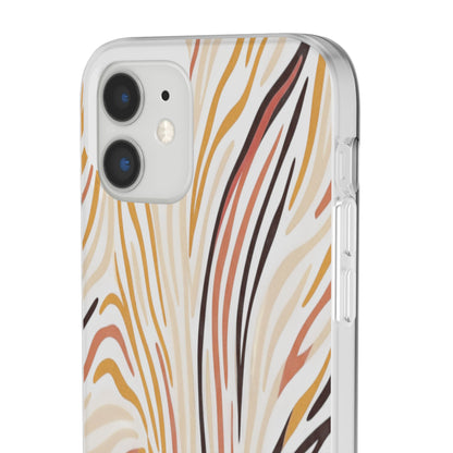 Marbled Neutral Stripe Phone Case — Abstract Beige & Terracotta Flexi Case