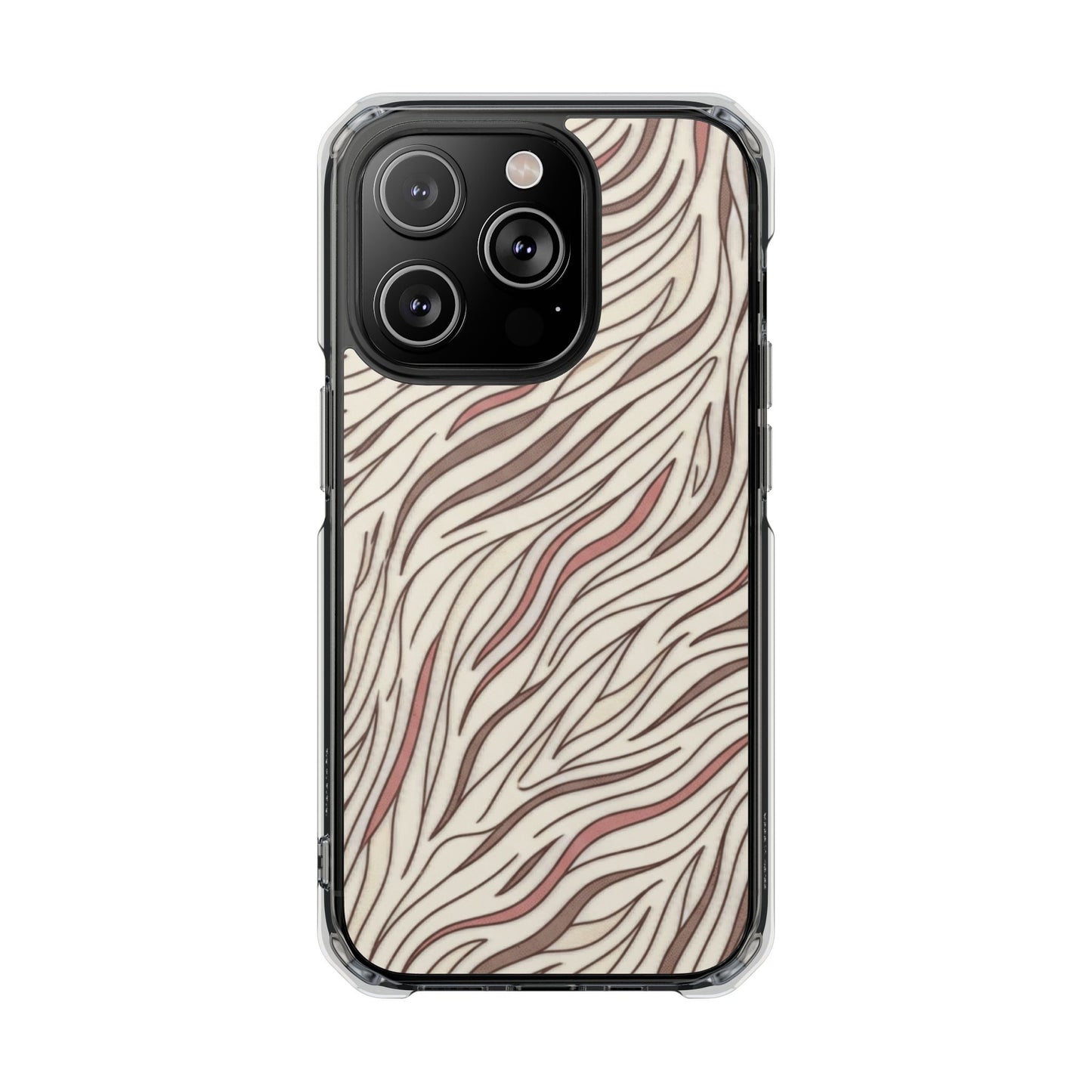 Clear Magnetic Phone Case — Neutral Beige Abstract Zebra Print