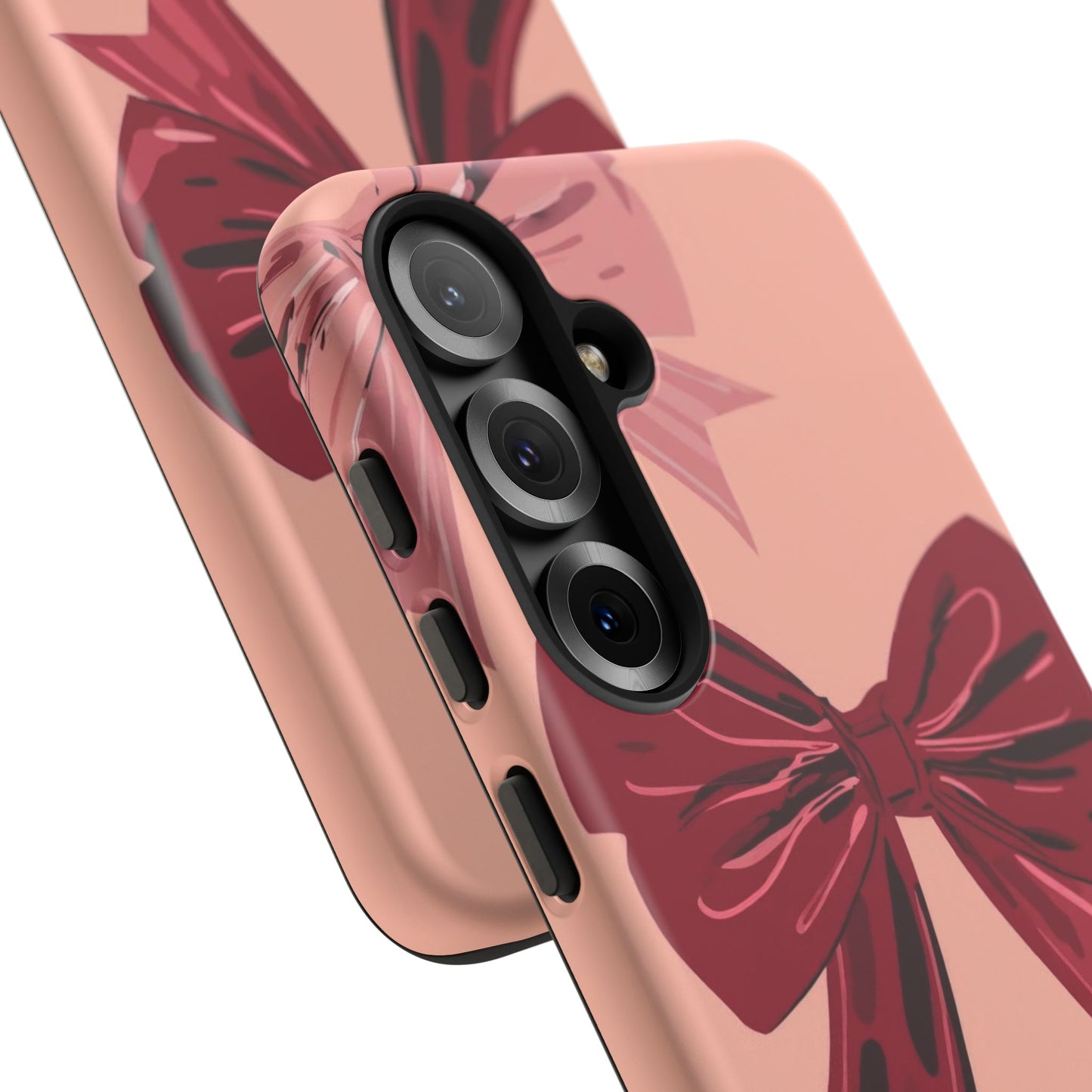 Bow Pattern Tough Phone Case — Pink, Red & Black Decorative Bows