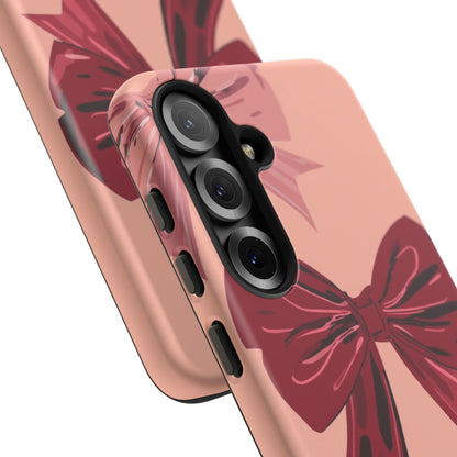 Bow Pattern Tough Phone Case — Pink, Red & Black Decorative Bows