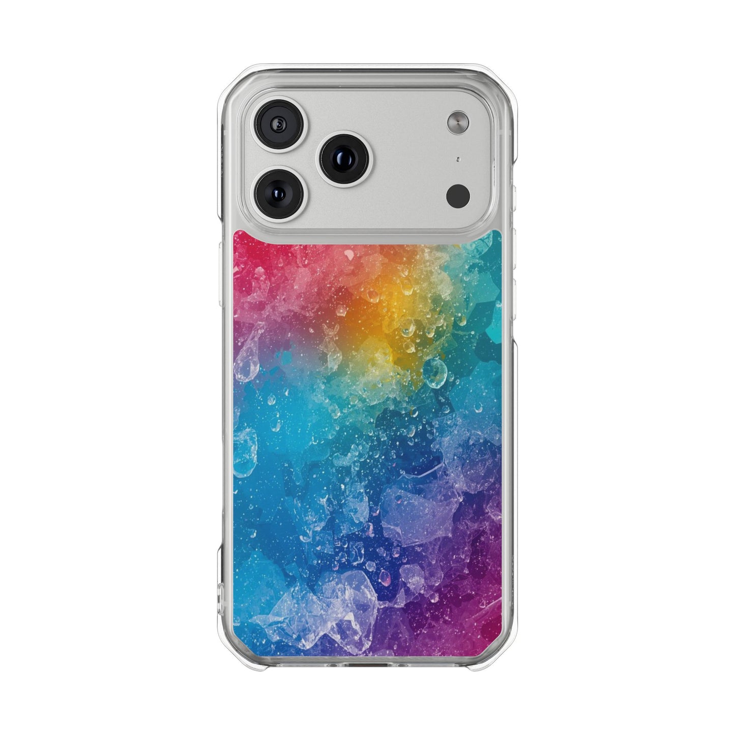 Clear Magnetic Phone Case — Rainbow Crystal Watercolor Impact Protective Cover