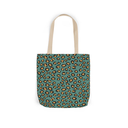 Teal Leopard Print Canvas Tote Bag — Trendy Animal Print Eco Shopper