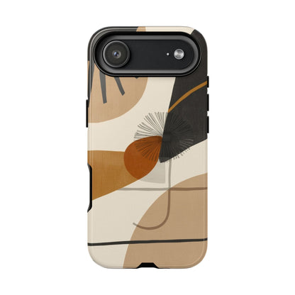 Abstract Earth Tone Phone Case — Mid-Century Minimalist Tough Case