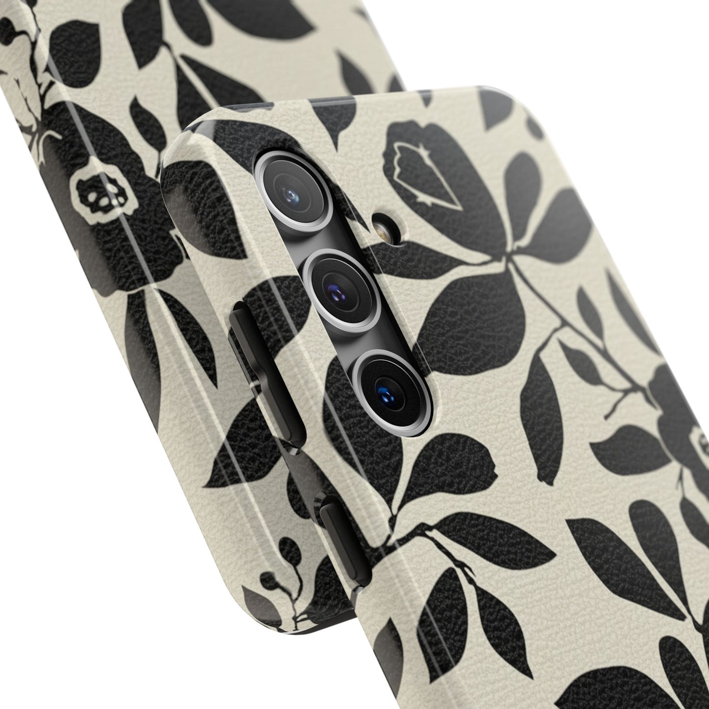 Tough Phone Case — Black Floral Silhouette Protective Cover