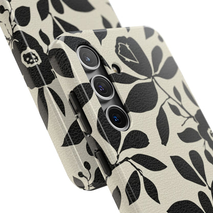 Tough Phone Case — Black Floral Silhouette Protective Cover