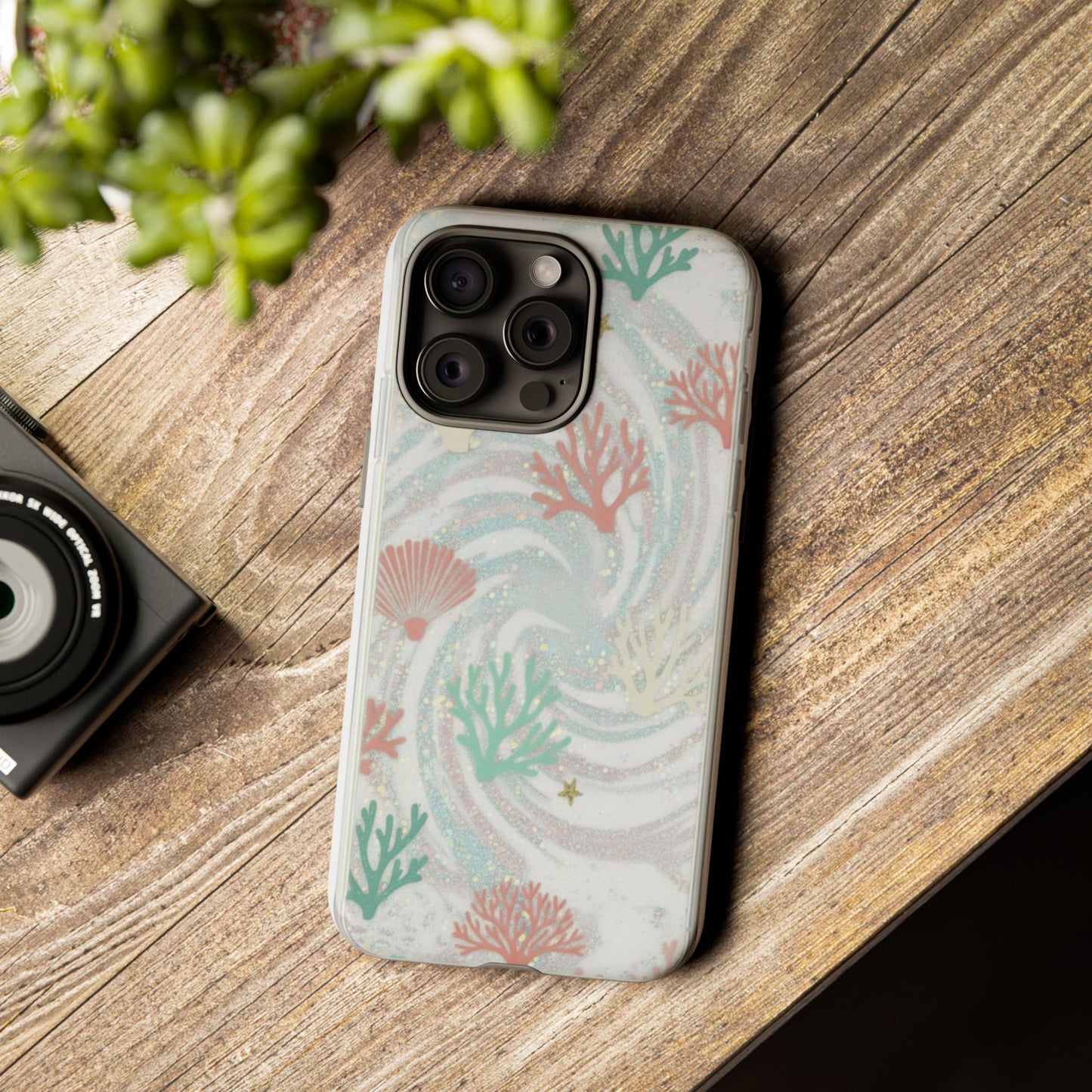 Seafoam Coral Tough Phone Case - Pastel Ocean Wave Design