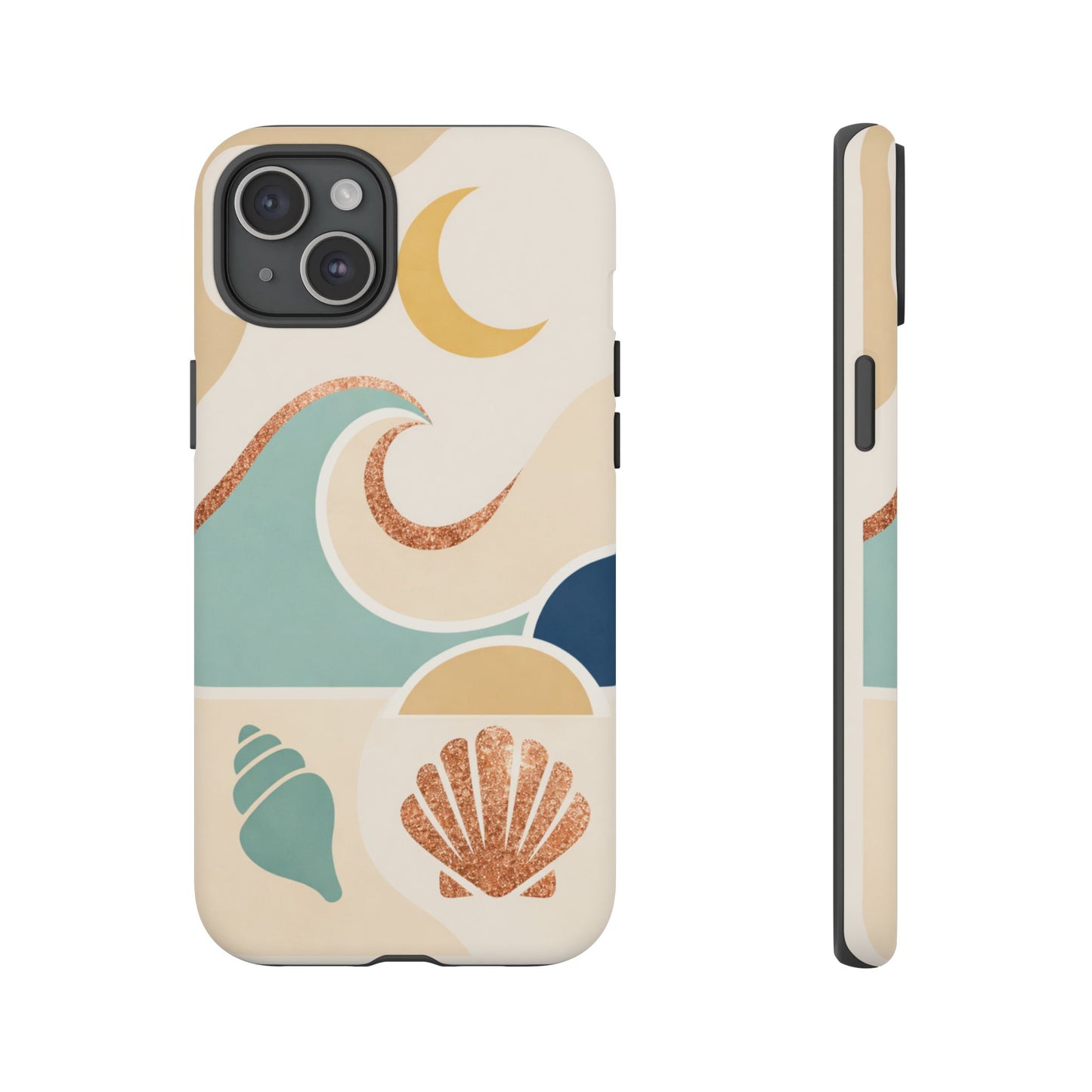 Sea Breeze Tough Phone Case — Retro Waves & Shells Design