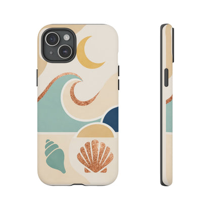 Sea Breeze Tough Phone Case — Retro Waves & Shells Design