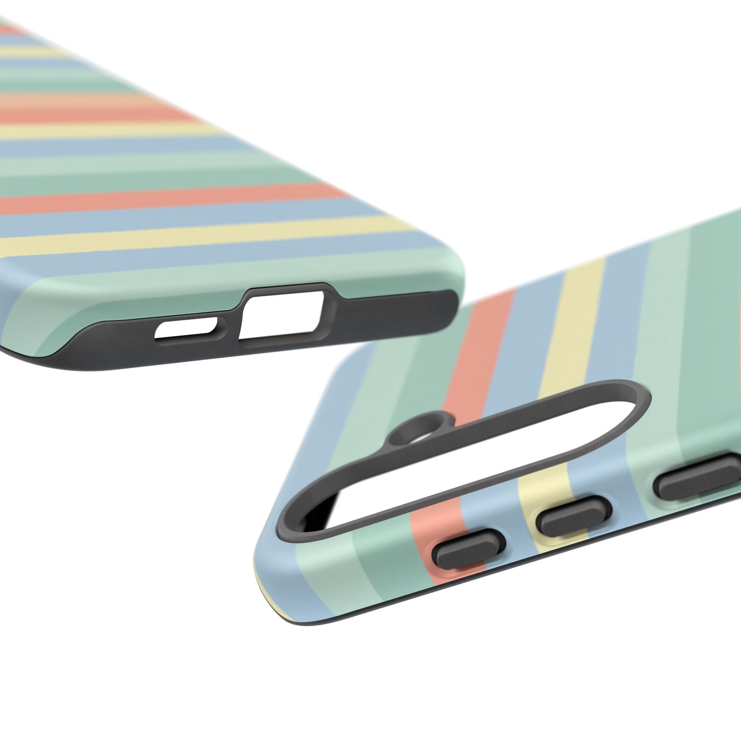 Pastel Striped Phone Case — Retro Horizontal Multi-Color Tough Case