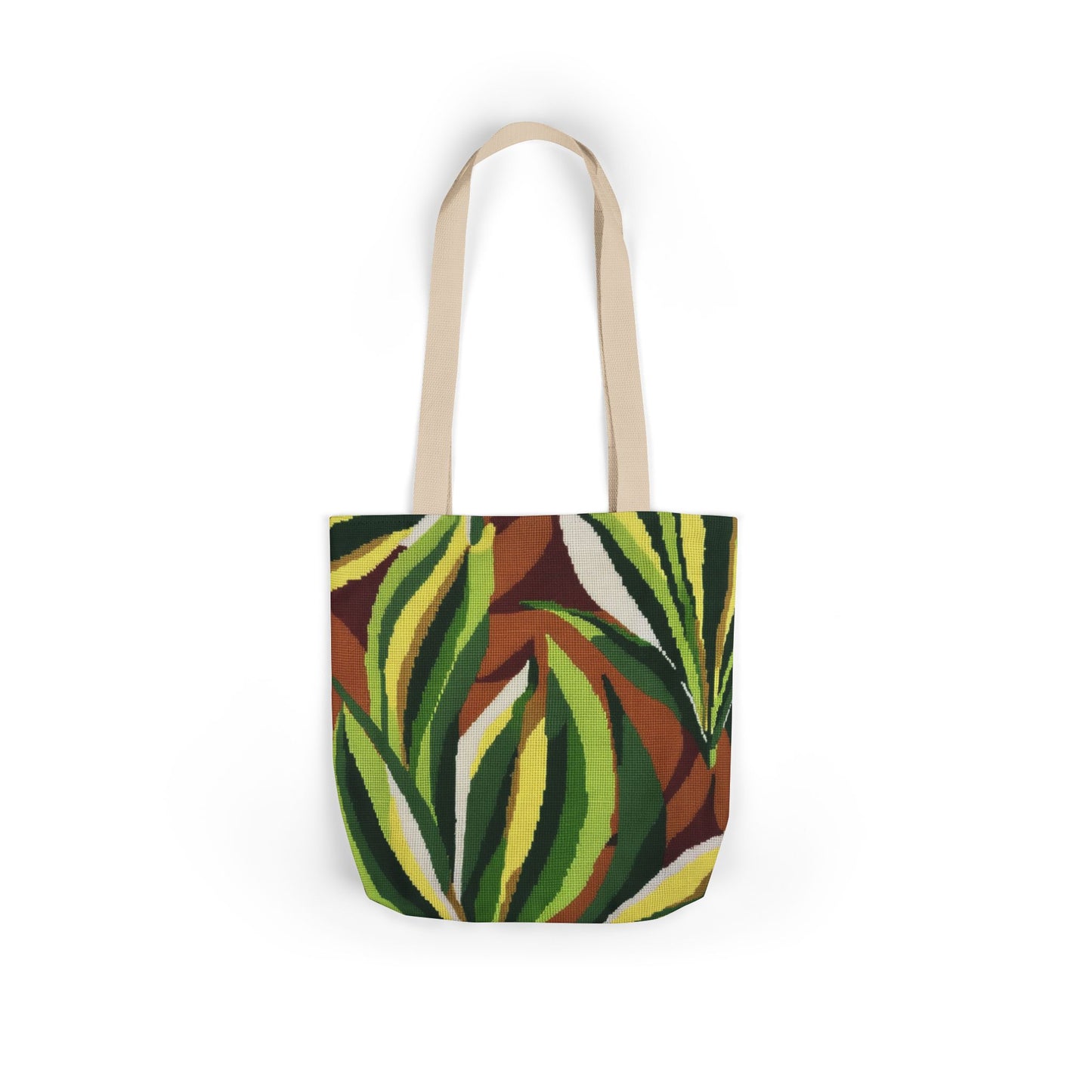 Botanical Leaves Canvas Tote — Green Tropical Leaf Print