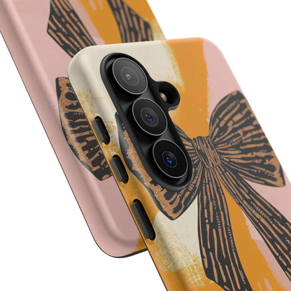 Bow Brushstroke Tough Phone Case — Pink & Mustard