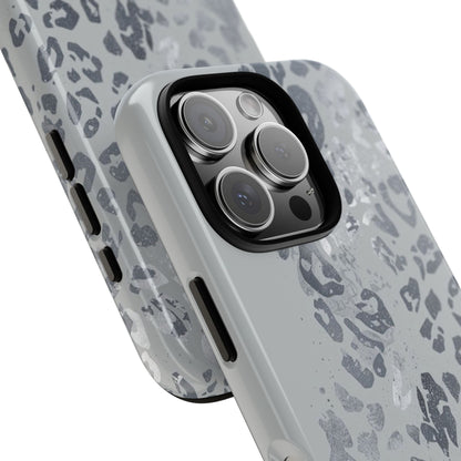 Gray Leopard Print Tough Phone Case