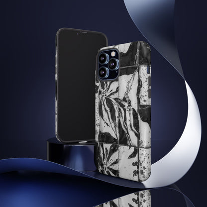 Monochrome Tile Floral Tough Phone Case