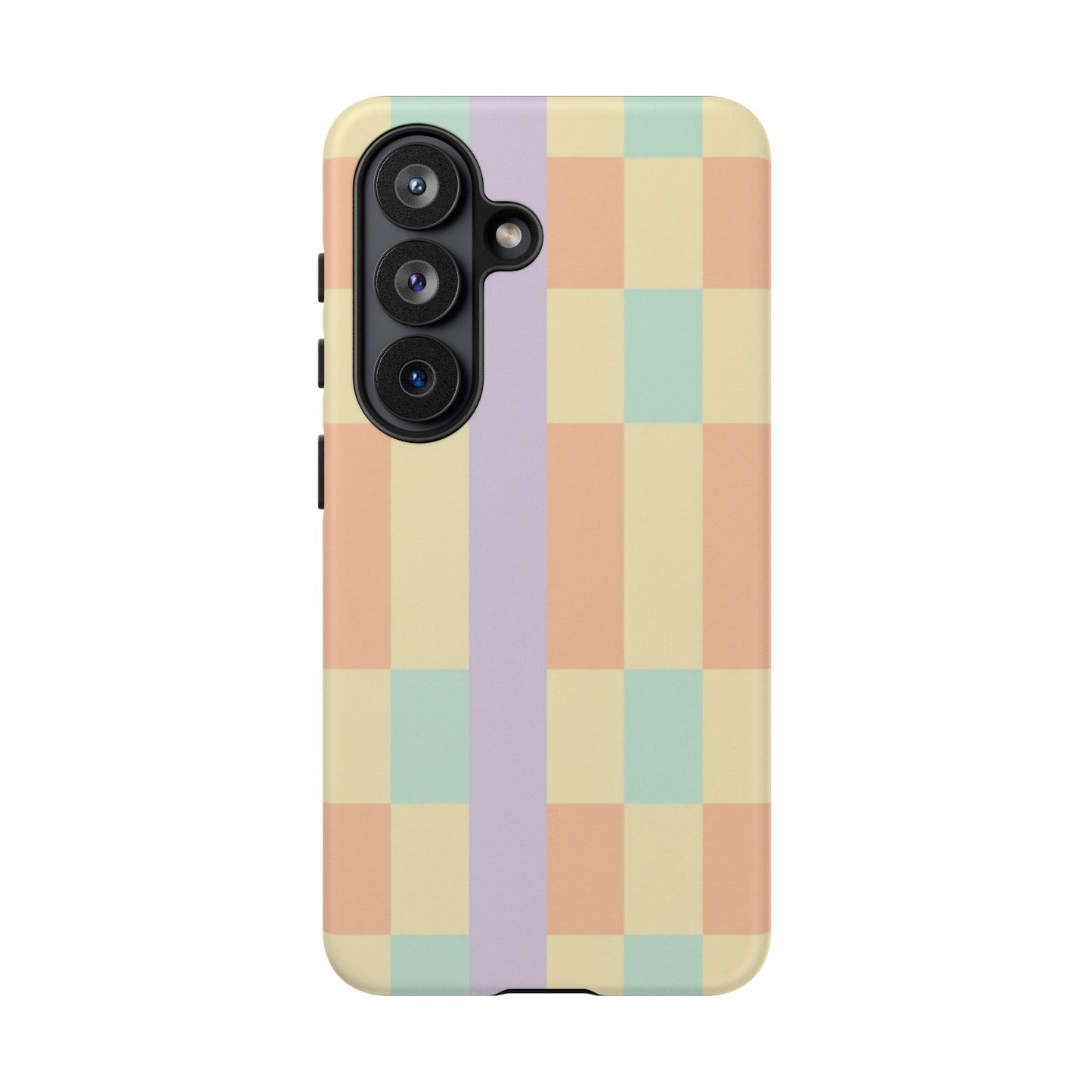 Pastel Checkered Phone Case — Retro Stripe Tough Case