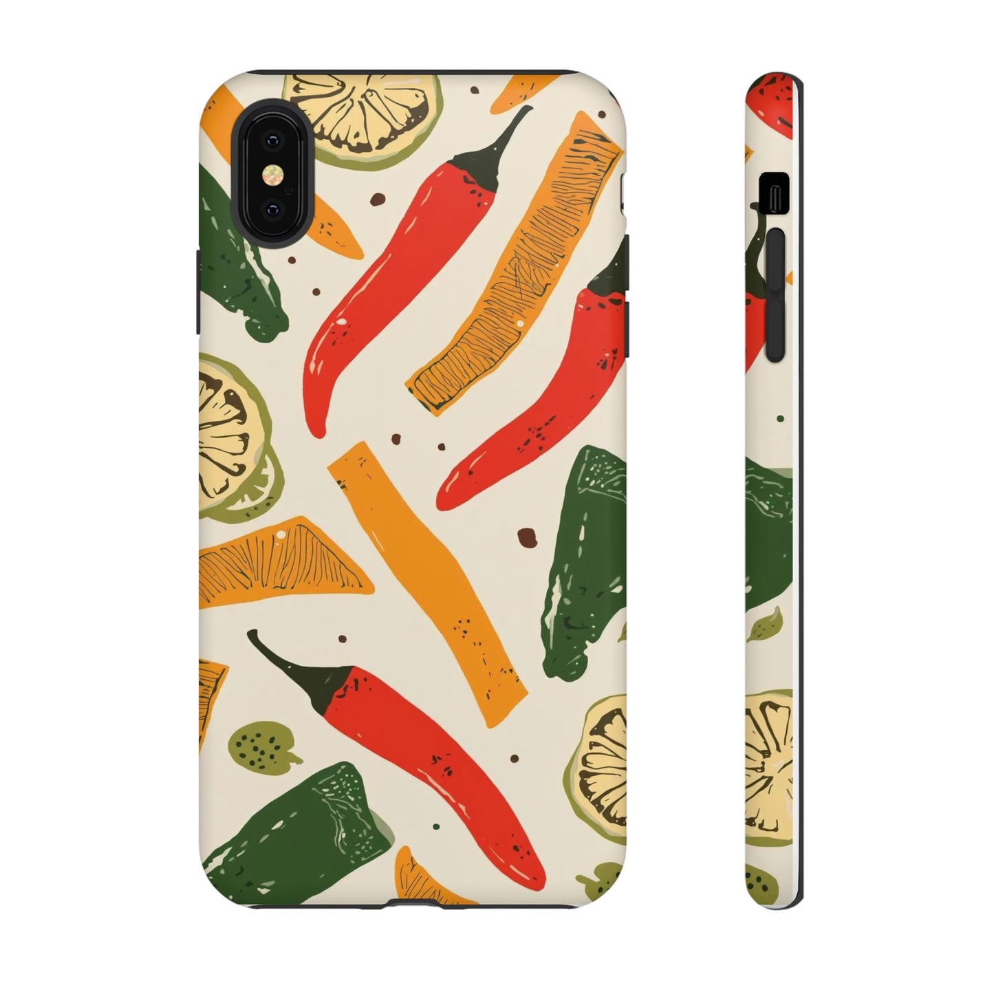 Spicy Peppers Phone Case – Colorful Chili, Lime & Citrus Pattern