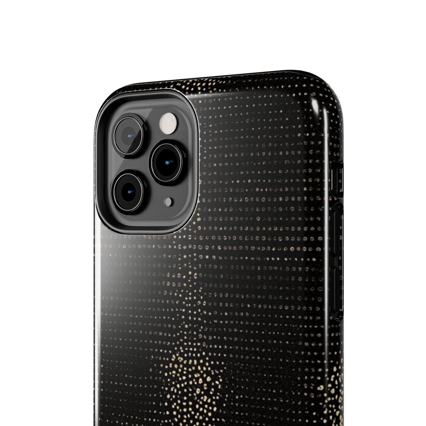 Tough Phone Case — Black Textured Metallic Dot Shield