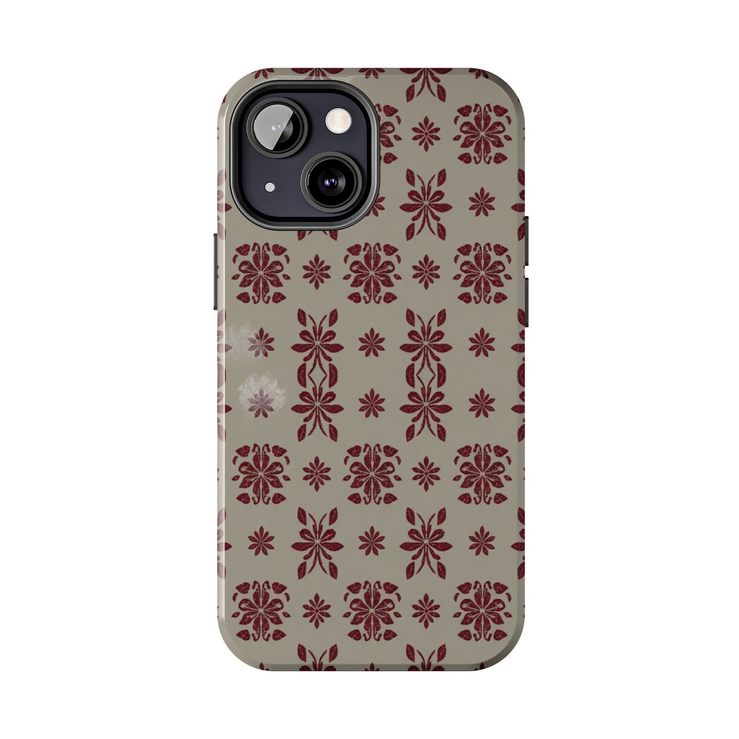 Tough Phone Case — Vintage Red Floral Pattern Protective Cover