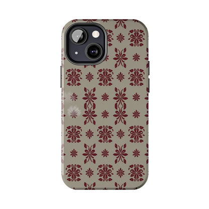 Tough Phone Case — Vintage Red Floral Pattern Protective Cover