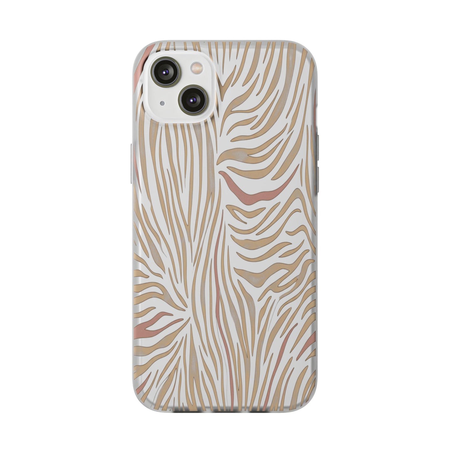 Neutral Zebra Print Flexi Case — Beige & Rose Gold Animal Pattern Phone Cover