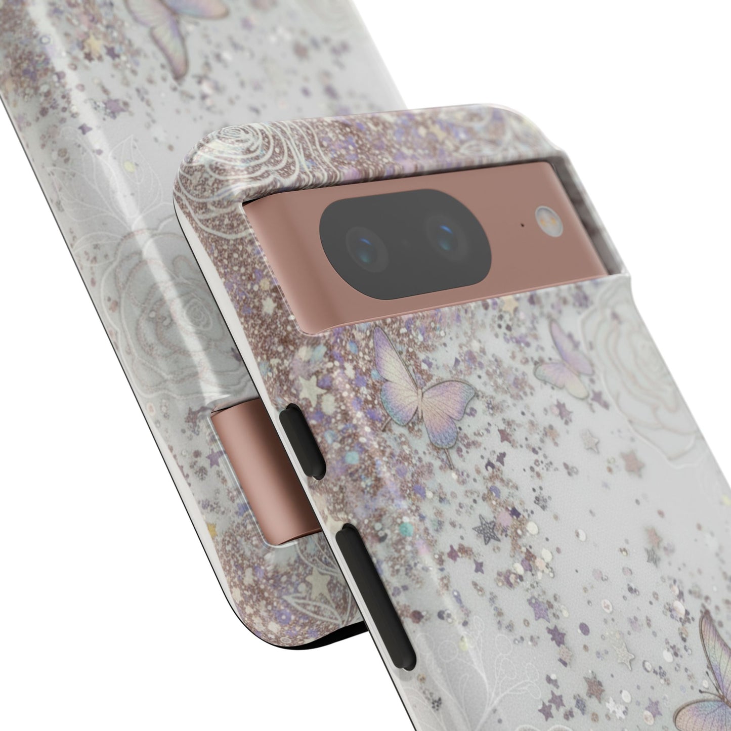 Butterfly Glitter Tough Phone Case — Floral Sparkle Protective Case
