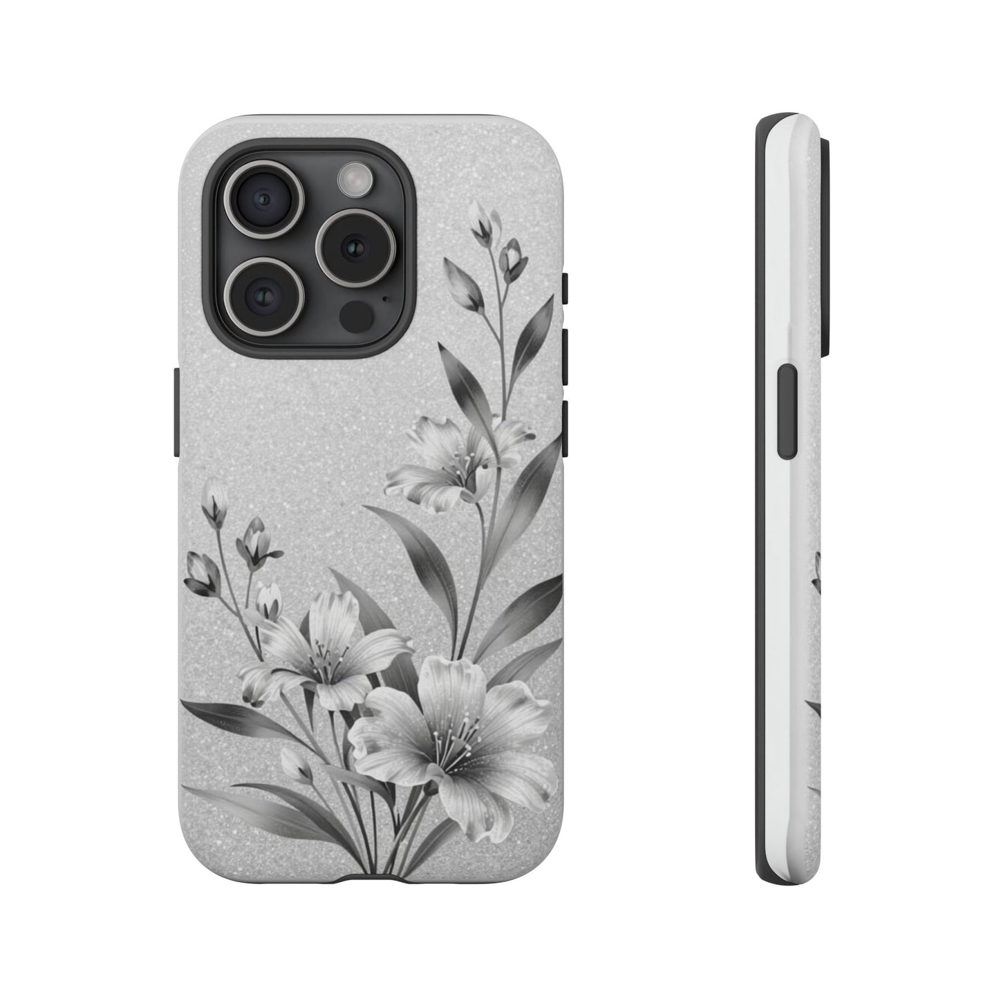 Floral Monochrome Phone Case — Elegant Black & White Lily Design