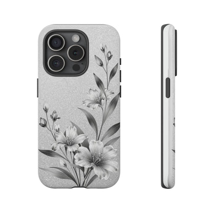 Floral Monochrome Phone Case — Elegant Black & White Lily Design