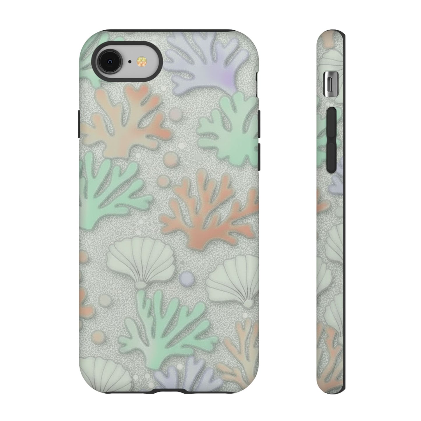 Pastel Coral Reef Tough Phone Case – Sea Shell & Coral Pattern Durable Protector