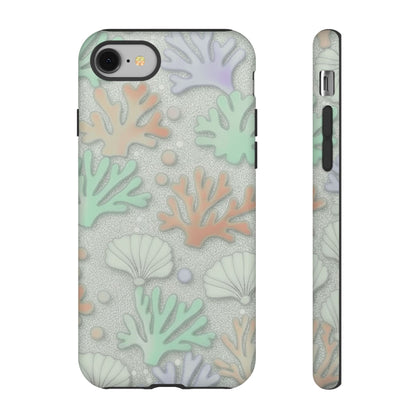 Pastel Coral Reef Tough Phone Case – Sea Shell & Coral Pattern Durable Protector