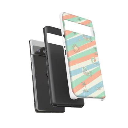 Surf Stripe Tough Phone Case — Retro Beach Waves Pattern