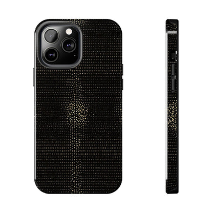 Tough Phone Case — Black Textured Metallic Dot Shield