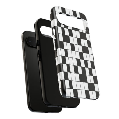 Crossword Grid Phone Case — Black & White Puzzle Pattern Tough Phone Cover
