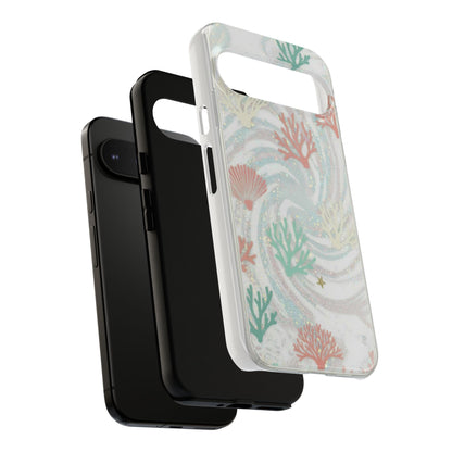 Seafoam Coral Tough Phone Case - Pastel Ocean Wave Design