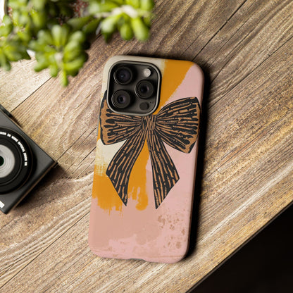 Bow Brushstroke Tough Phone Case — Pink & Mustard