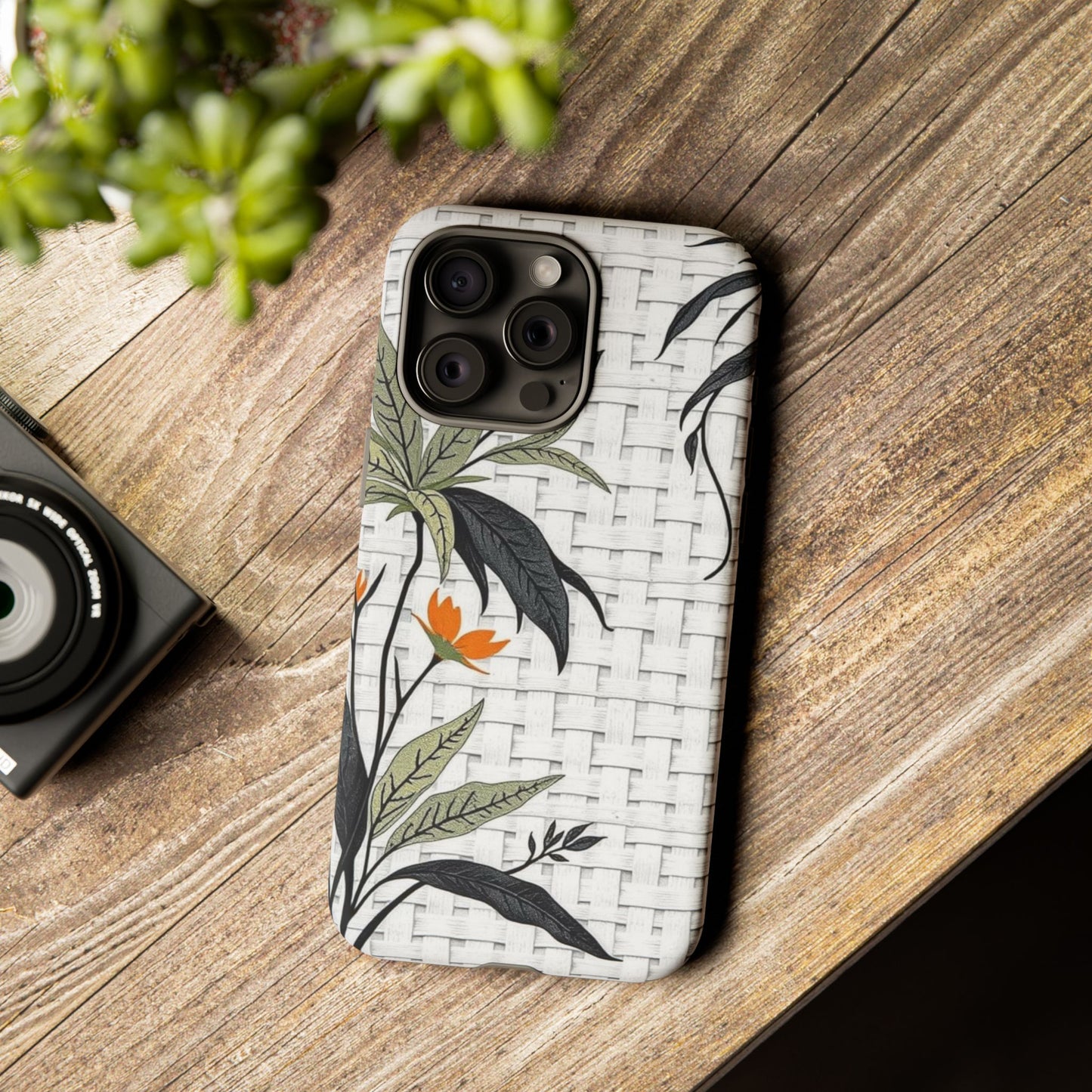 Floral Woven Tough Phone Case — Protective Botanical iPhone Cover