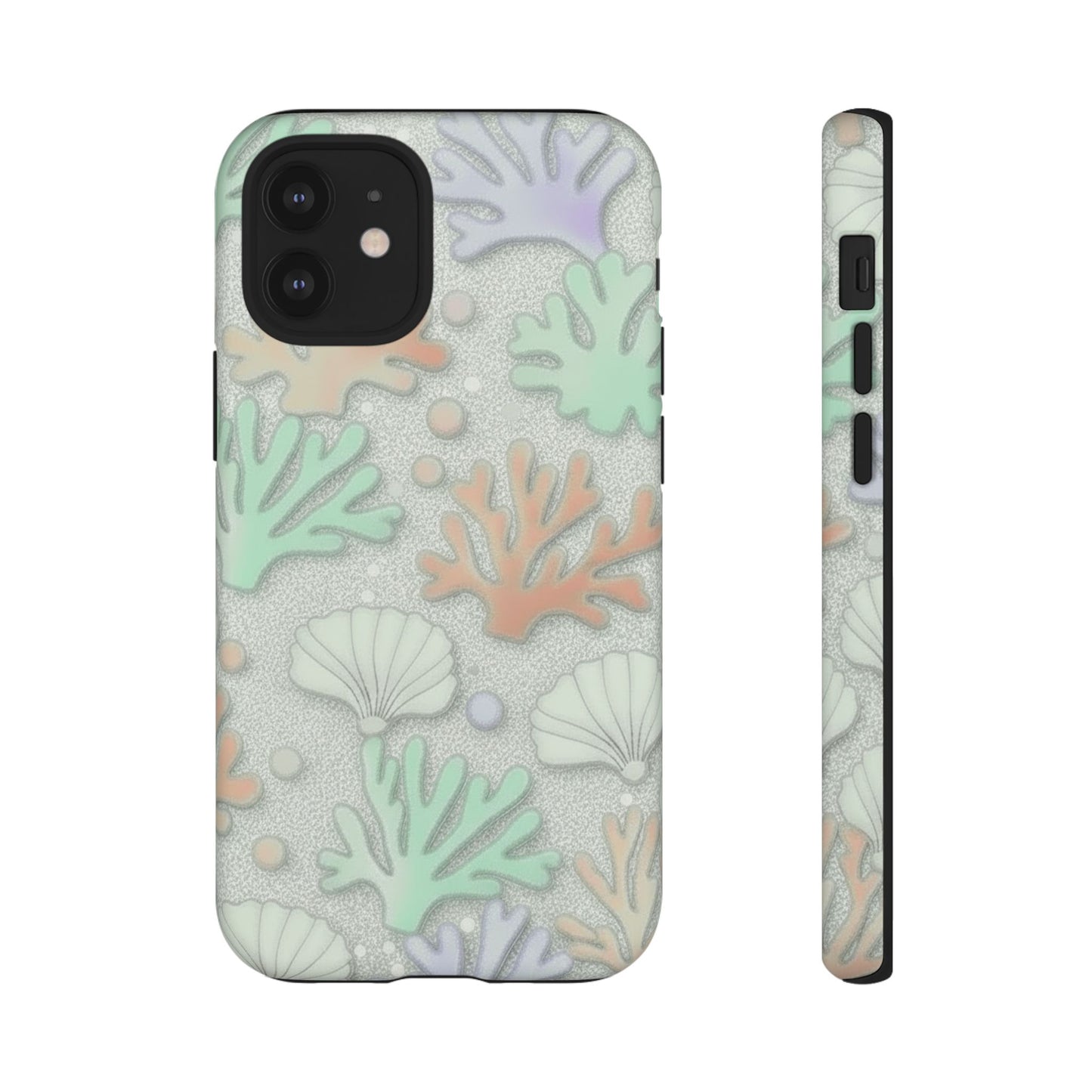 Pastel Coral Reef Tough Phone Case – Sea Shell & Coral Pattern Durable Protector