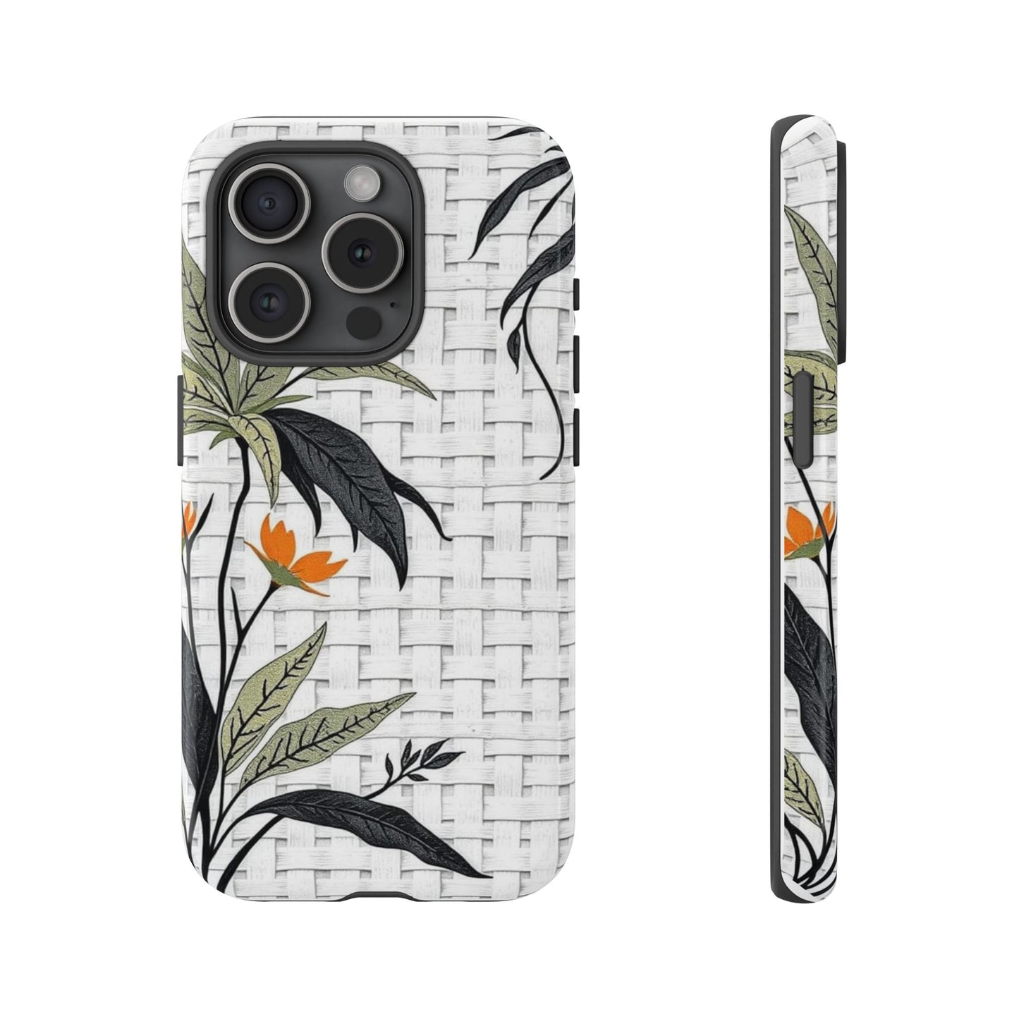 Floral Woven Tough Phone Case — Protective Botanical iPhone Cover
