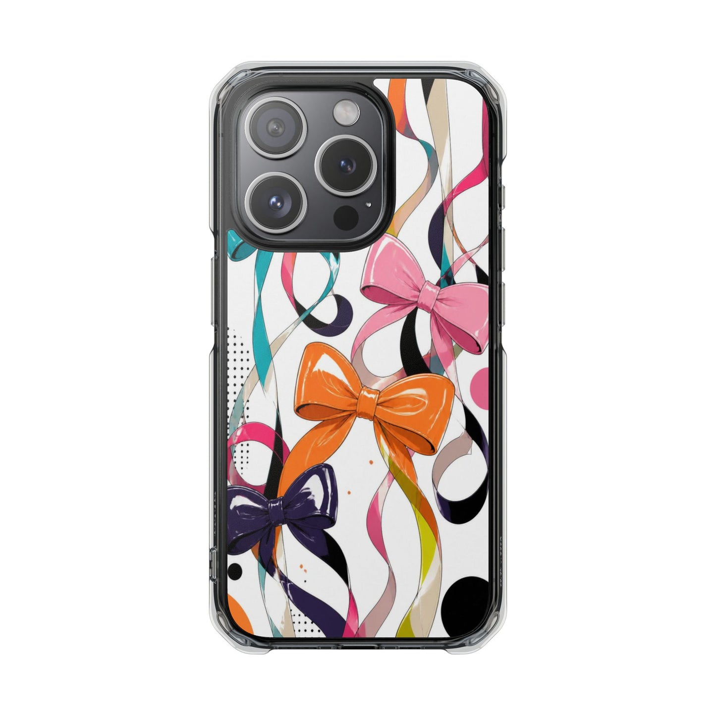 Clear Magnetic Phone Case — Colorful Ribbon & Bow Design