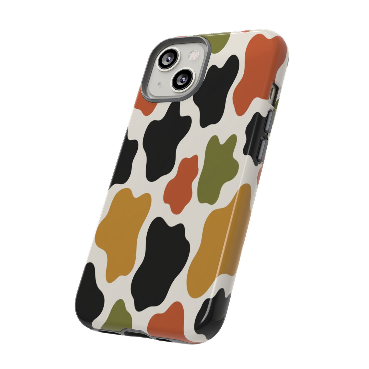 Camouflage Pattern Tough Phone Case – Retro Olive, Rust & Mustard Protective Cover