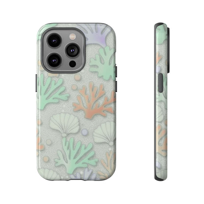 Pastel Coral Reef Tough Phone Case – Sea Shell & Coral Pattern Durable Protector