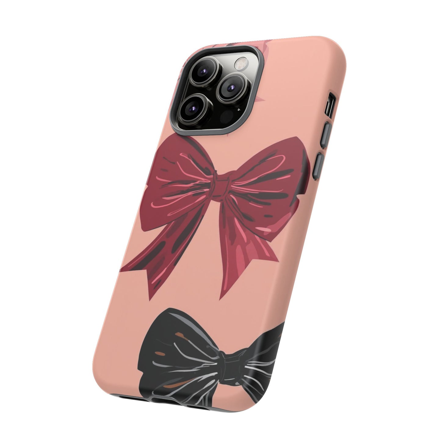 Bow Pattern Tough Phone Case — Pink, Red & Black Decorative Bows